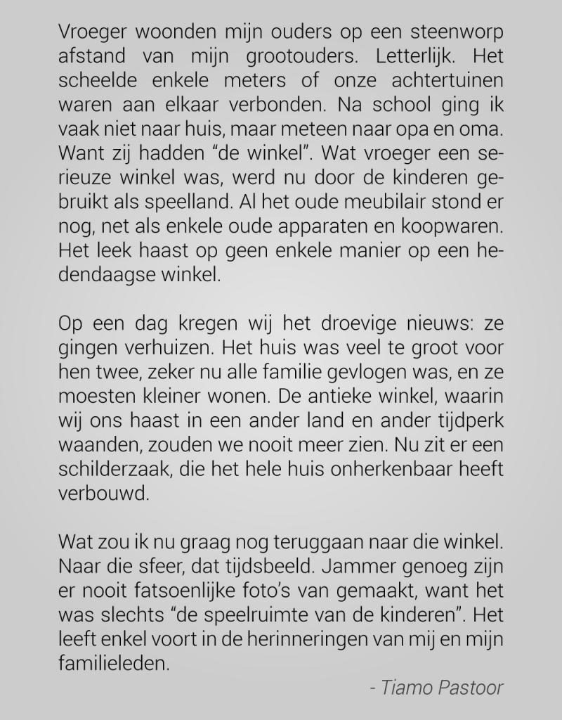 Historisch Interieur; anekdote van Tiamo